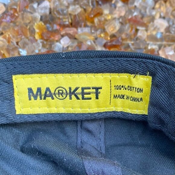 New Urban Outfitters UO MRKT Market Black/Orange Embroidered Baseball Hat/Cap OS - Picture 4 of 5